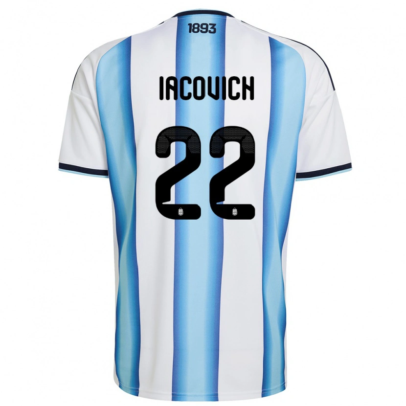 Danxen Women Argentina Fabricio Iacovich #22 White Sky Blue Navy Home Jersey 26-28 T-Shirt