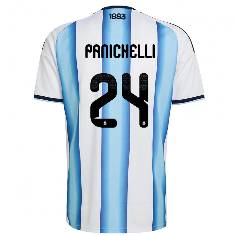Danxen Women Argentina Joaquín Panichelli #24 White Sky Blue Navy Home Jersey 26-28 T-Shirt