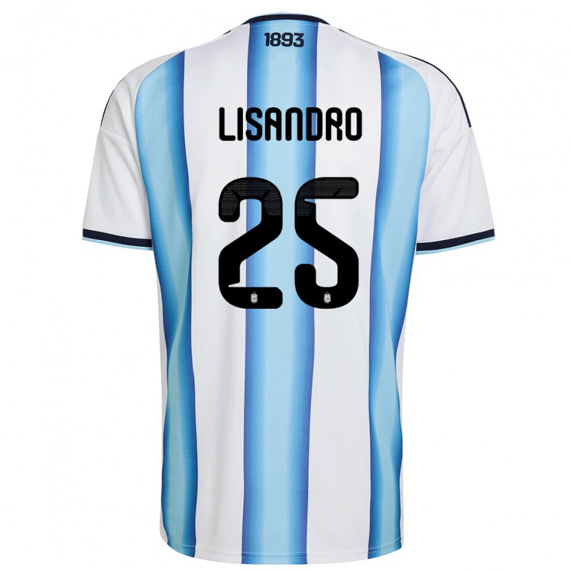 Danxen Women Argentina Lisandro Martinez #25 White Sky Blue Navy Home Jersey 26-28 T-Shirt