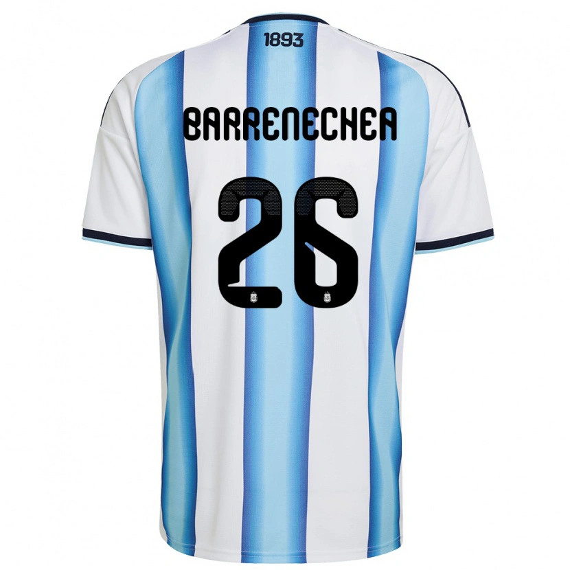 Danxen Women Argentina Enzo Barrenechea #26 White Sky Blue Navy Home Jersey 26-28 T-Shirt