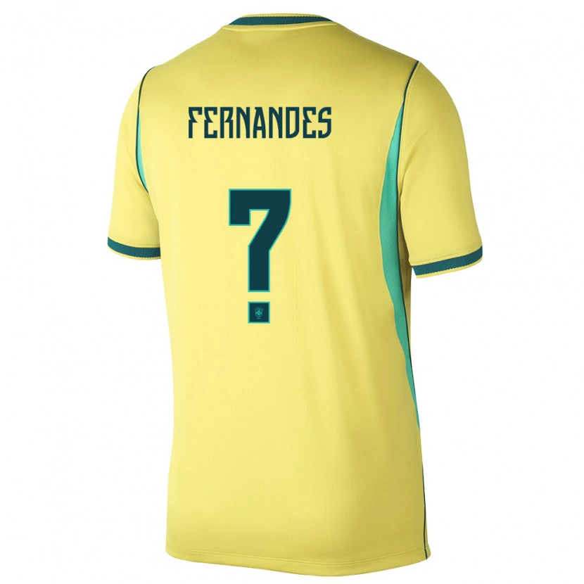 Danxen Women Brazil Nathan Fernandes #0 Yellow Green Home Jersey 26-28 T-Shirt