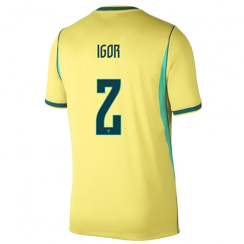 Danxen Women Brazil Igor Serrote #2 Yellow Green Home Jersey 26-28 T-Shirt