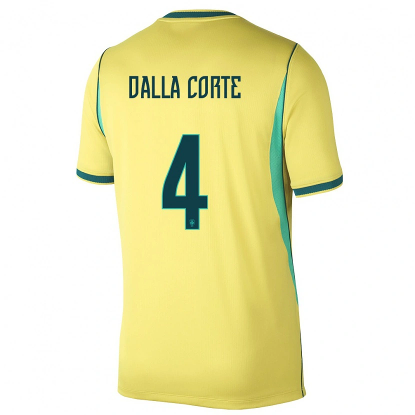 Danxen Women Brazil Joao Dalla Corte #4 Yellow Green Home Jersey 26-28 T-Shirt