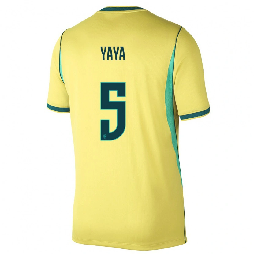 Danxen Women Brazil Yaya #5 Yellow Green Home Jersey 26-28 T-Shirt