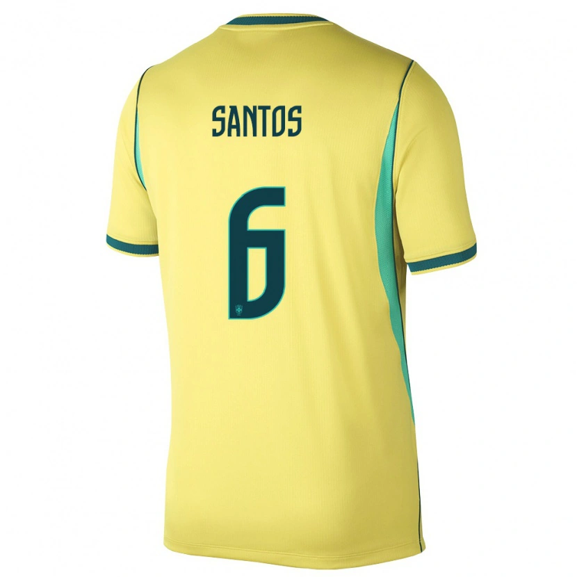 Danxen Women Brazil Douglas Santos #6 Yellow Green Home Jersey 26-28 T-Shirt