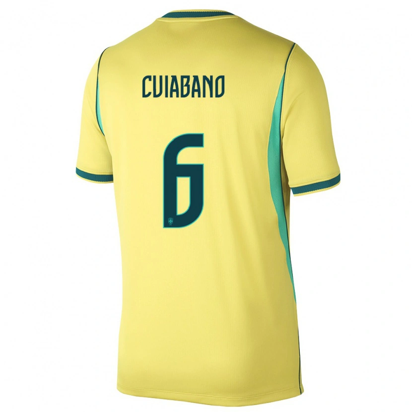 Danxen Women Brazil Cuiabano #6 Yellow Green Home Jersey 26-28 T-Shirt