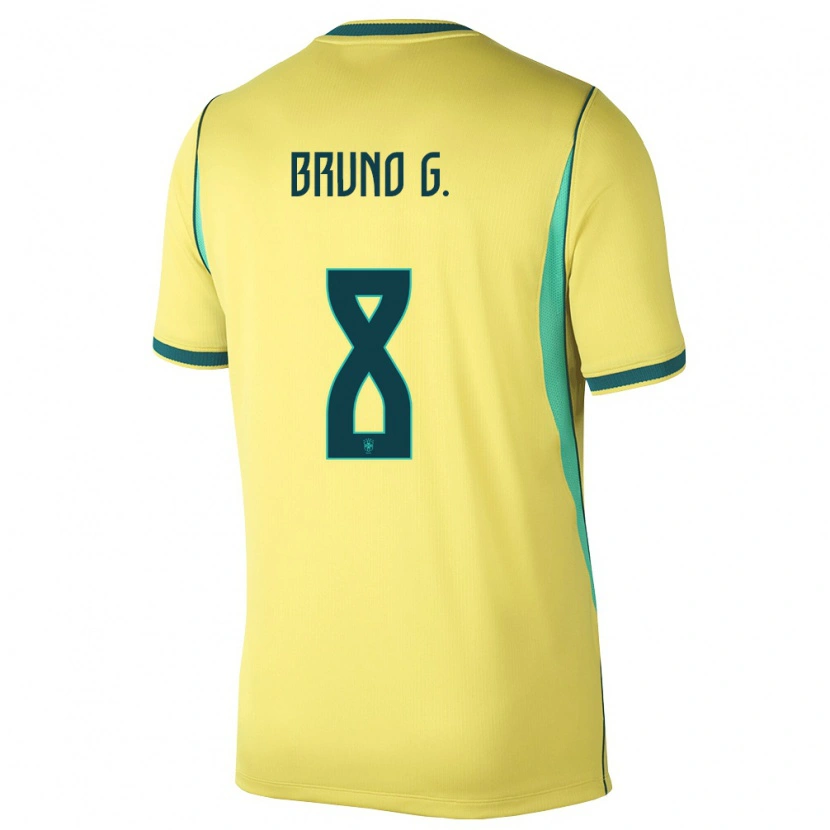 Danxen Women Brazil Bruno Guimarães #8 Yellow Green Home Jersey 26-28 T-Shirt