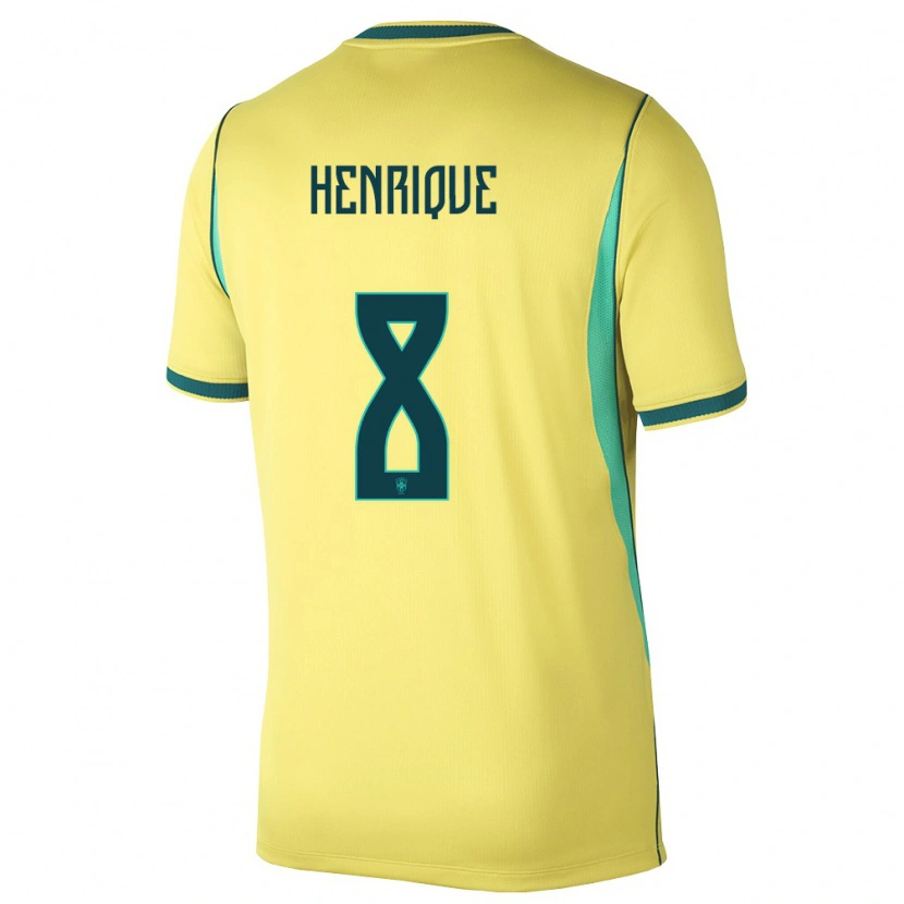 Danxen Women Brazil Pedro Henrique #8 Yellow Green Home Jersey 26-28 T-Shirt