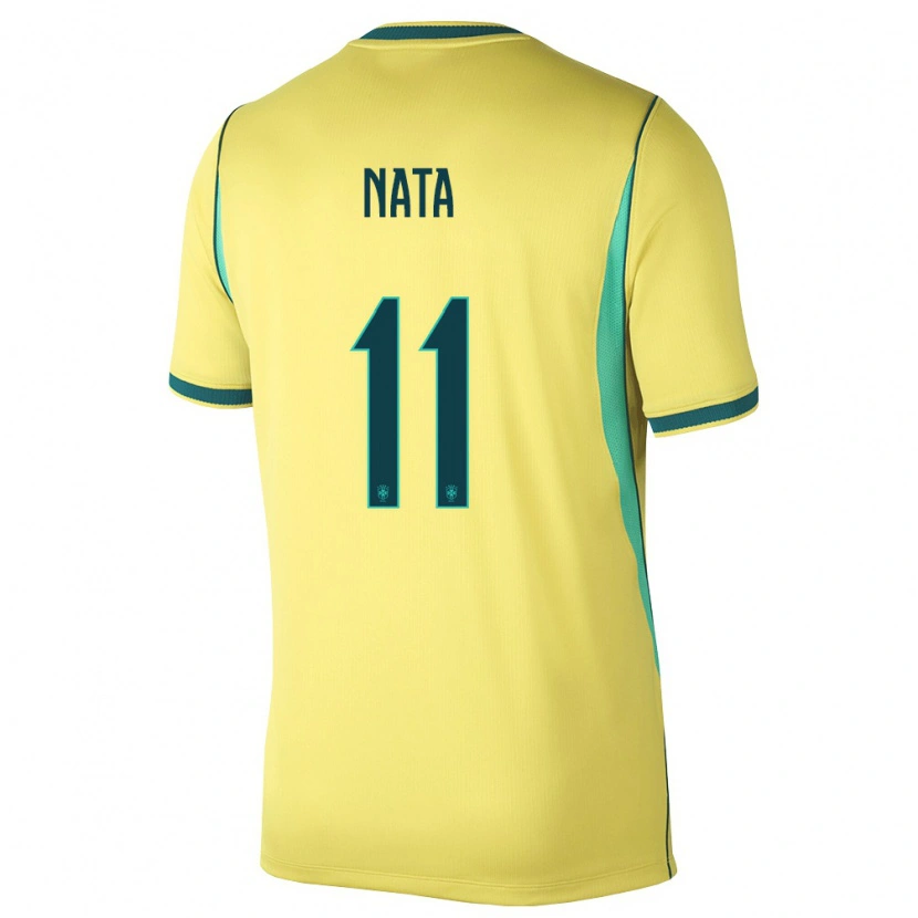 Danxen Women Brazil Wesley Natã #11 Yellow Green Home Jersey 26-28 T-Shirt