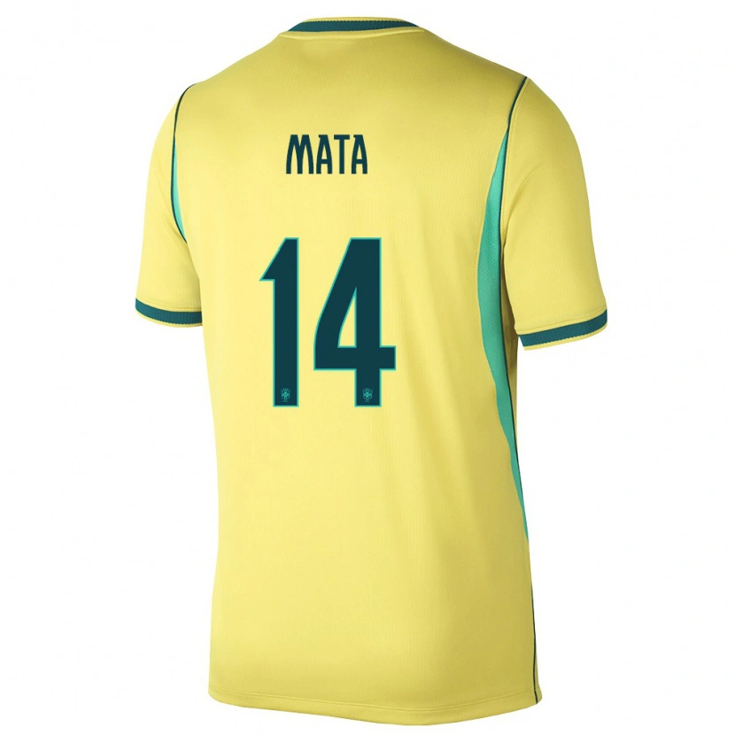 Danxen Women Brazil Da Mata #14 Yellow Green Home Jersey 26-28 T-Shirt