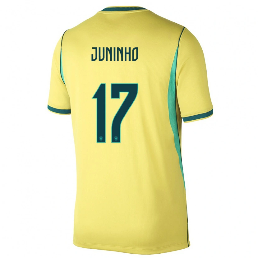 Danxen Women Brazil Juninho #17 Yellow Green Home Jersey 26-28 T-Shirt