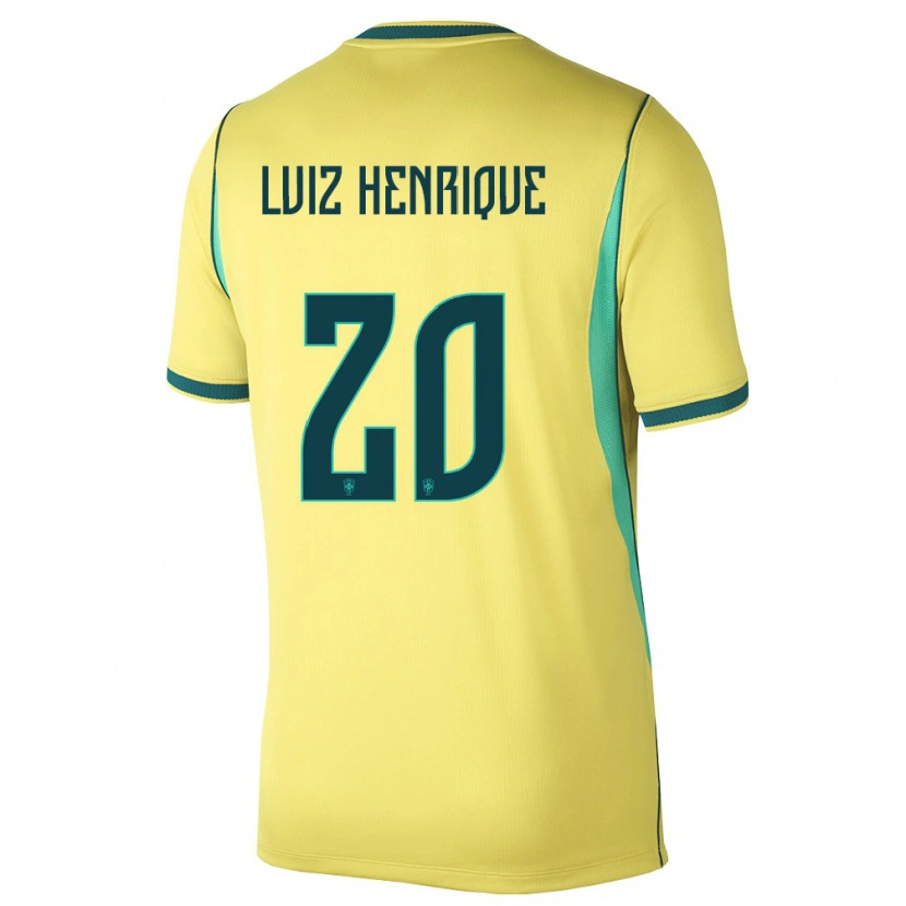 Danxen Women Brazil Luiz Henrique #20 Yellow Green Home Jersey 26-28 T-Shirt