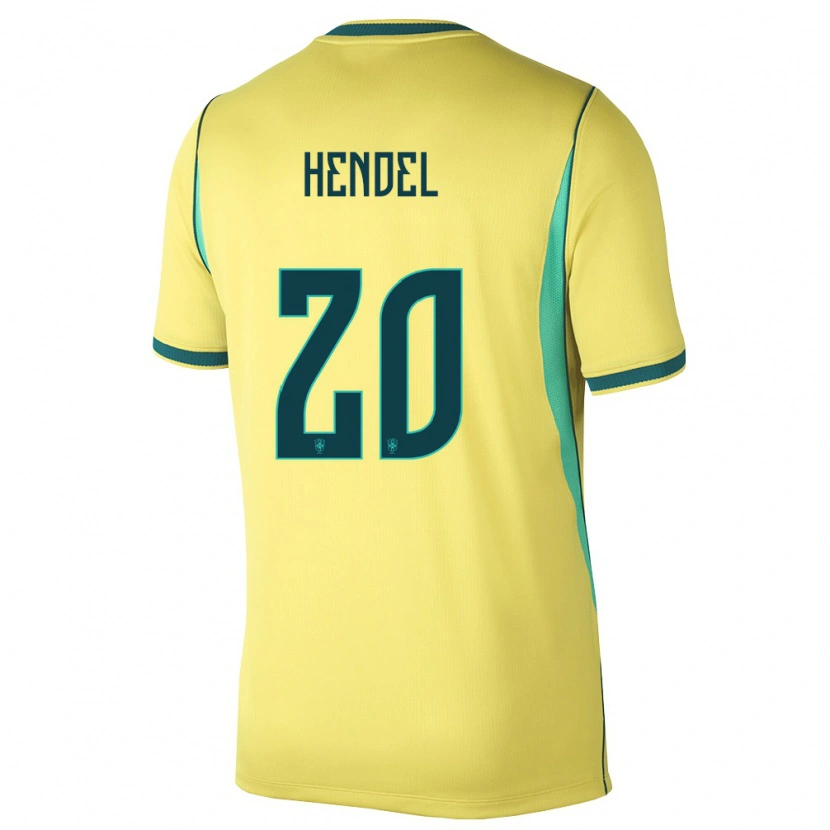 Danxen Women Brazil Hendel #20 Yellow Green Home Jersey 26-28 T-Shirt