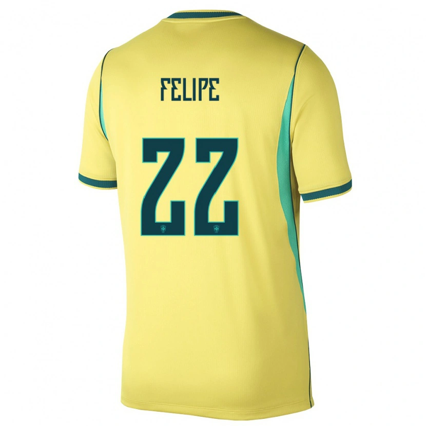Danxen Women Brazil Cayo Felipe #22 Yellow Green Home Jersey 26-28 T-Shirt