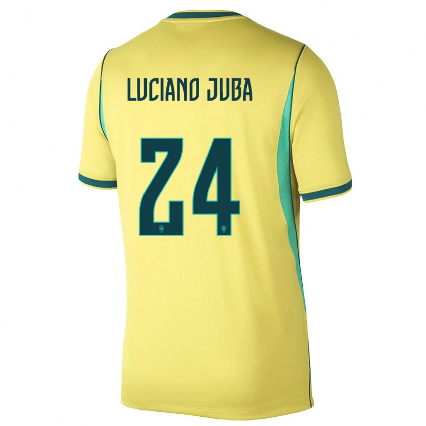 Danxen Women Brazil Luciano Juba #24 Yellow Green Home Jersey 26-28 T-Shirt