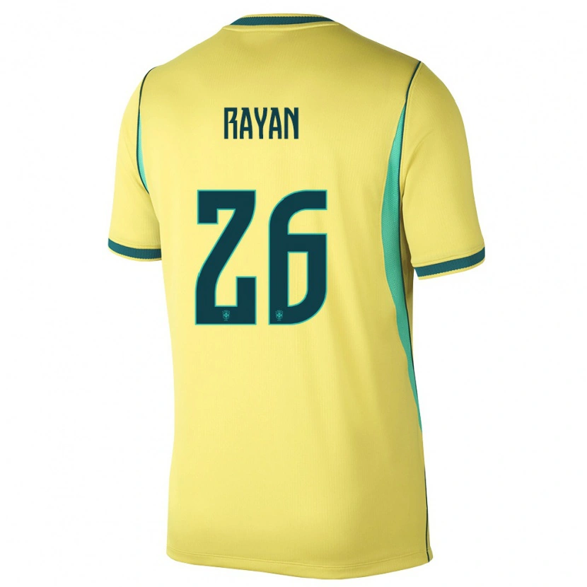 Danxen Women Brazil Rayan #26 Yellow Green Home Jersey 26-28 T-Shirt