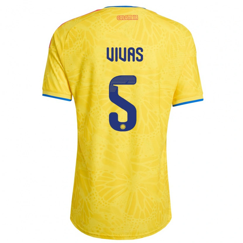 Danxen Women Colombia Weimar Vivas #5 Yellow Blue Red Home Jersey 26-28 T-Shirt