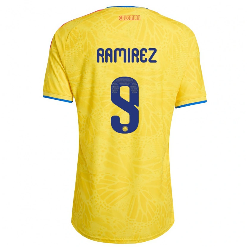 Danxen Women Colombia Mayra Ramírez #9 Yellow Blue Red Home Jersey 26-28 T-Shirt