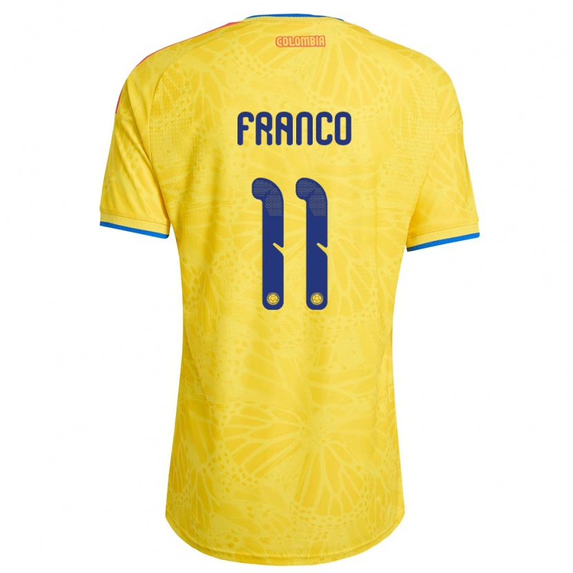 Danxen Women Colombia Anyelo Franco #11 Yellow Blue Red Home Jersey 26-28 T-Shirt