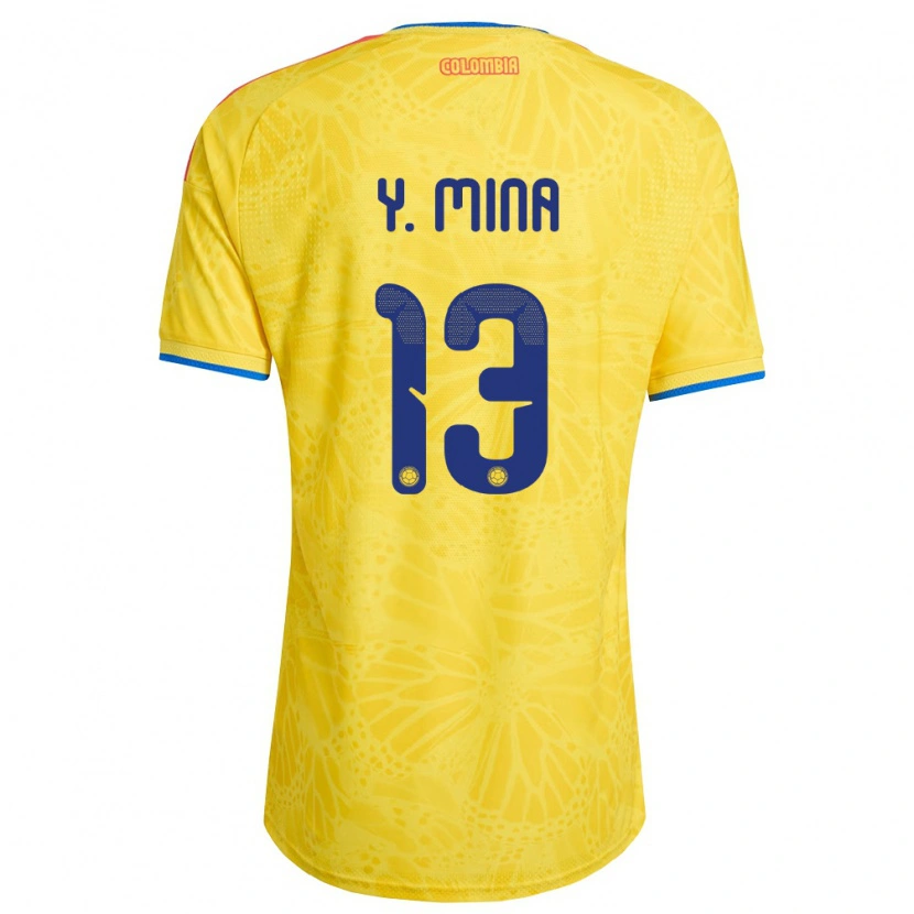 Danxen Women Colombia Yerry Mina #13 Yellow Blue Red Home Jersey 26-28 T-Shirt