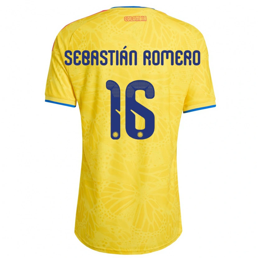 Danxen Women Colombia Joel Sebastián Romero #16 Yellow Blue Red Home Jersey 26-28 T-Shirt