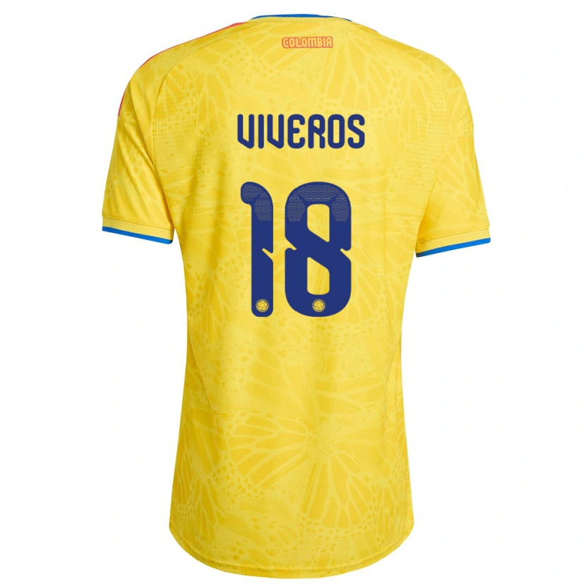 Danxen Women Colombia Ángel Viveros #18 Yellow Blue Red Home Jersey 26-28 T-Shirt