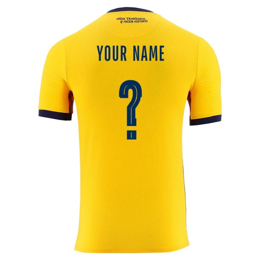 Danxen Women Ecuador Your Name #0 Yellow Navy Home Jersey 26-28 T-Shirt
