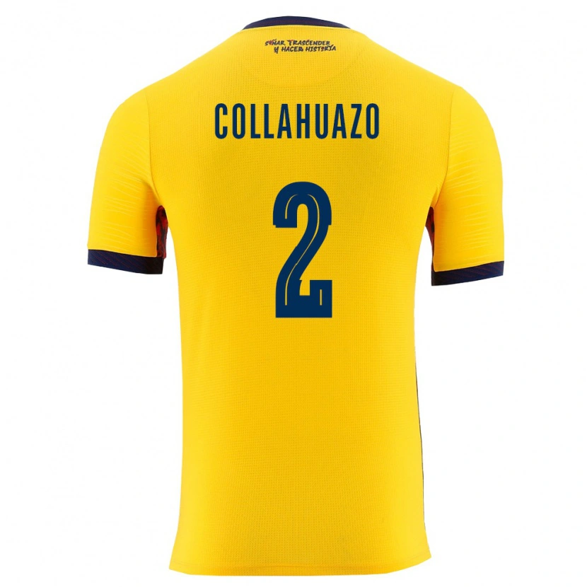 Danxen Women Ecuador Jair Collahuazo #2 Yellow Navy Home Jersey 26-28 T-Shirt
