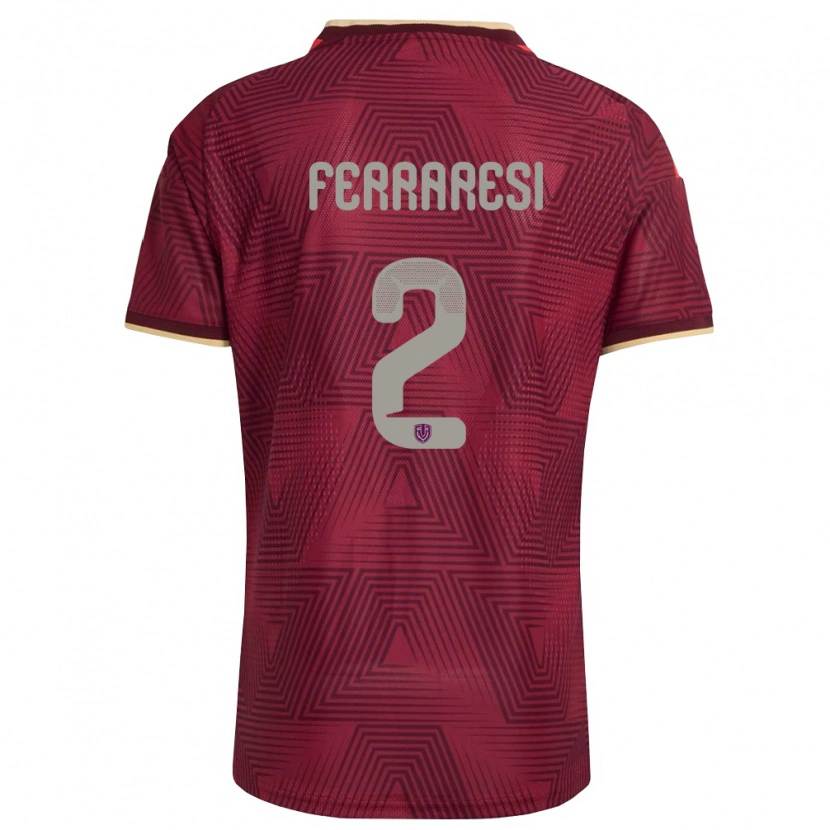 Danxen Women Venezuela Nahuel Ferraresi #2 Burgundy Gold Yellow Home Jersey 26-28 T-Shirt