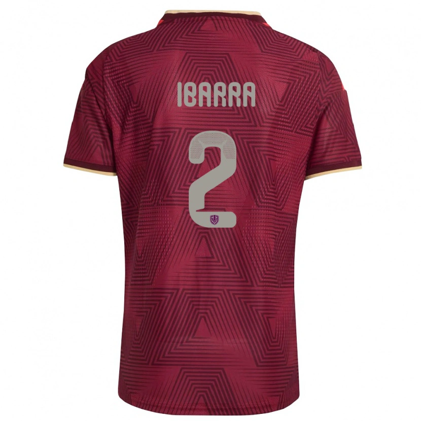 Danxen Women Venezuela Pablo Ibarra #2 Burgundy Gold Yellow Home Jersey 26-28 T-Shirt
