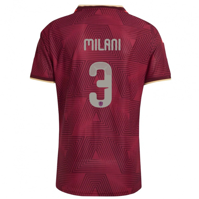 Danxen Women Venezuela Alessandro Milani #3 Burgundy Gold Yellow Home Jersey 26-28 T-Shirt