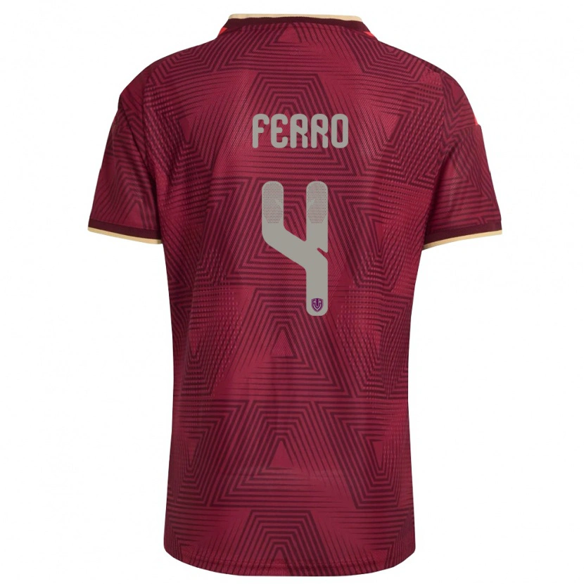 Danxen Women Venezuela Andrés Ferro #4 Burgundy Gold Yellow Home Jersey 26-28 T-Shirt
