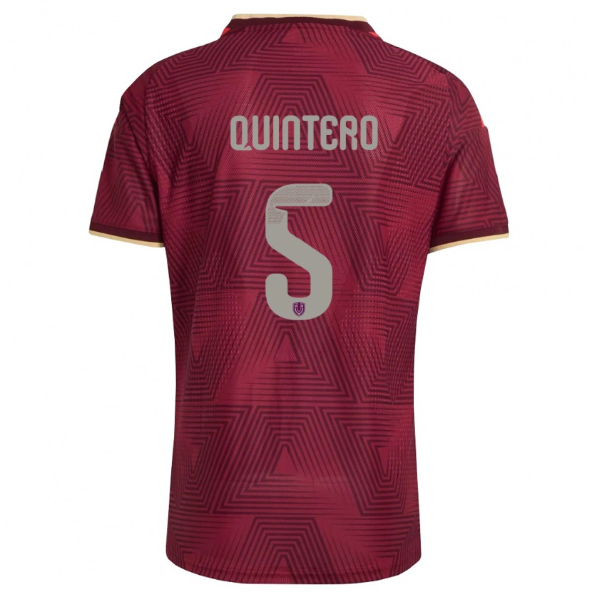 Danxen Women Venezuela Teo Quintero #5 Burgundy Gold Yellow Home Jersey 26-28 T-Shirt