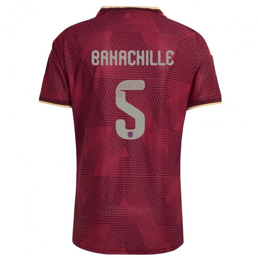 Danxen Women Venezuela Abraham Bahachille #5 Burgundy Gold Yellow Home Jersey 26-28 T-Shirt