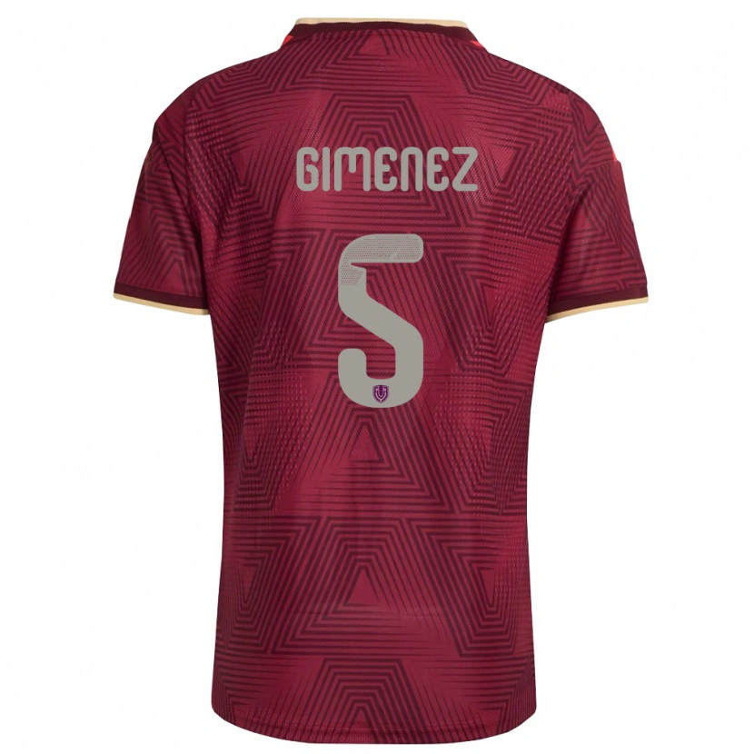 Danxen Women Venezuela Yenifer Giménez #5 Burgundy Gold Yellow Home Jersey 26-28 T-Shirt