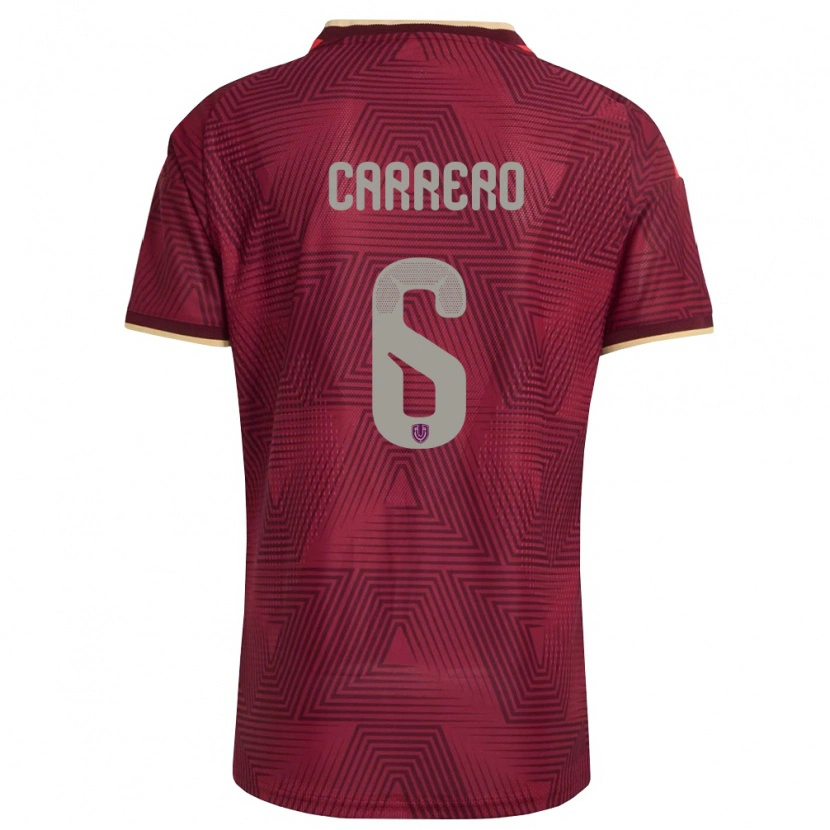 Danxen Women Venezuela Luis Carrero #6 Burgundy Gold Yellow Home Jersey 26-28 T-Shirt