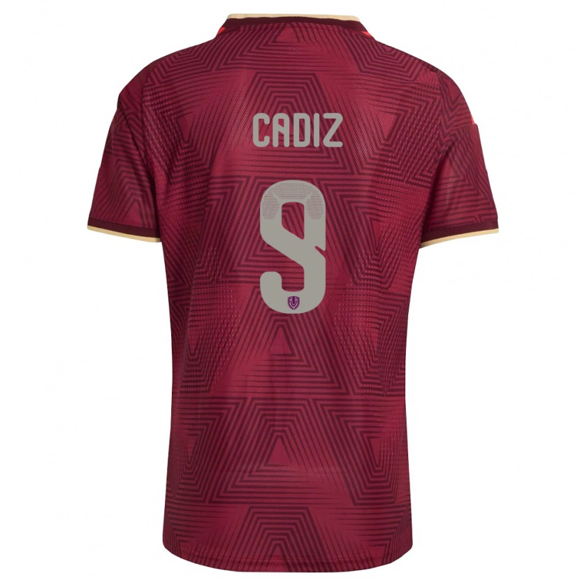 Danxen Women Venezuela Jhonder Cádiz #9 Burgundy Gold Yellow Home Jersey 26-28 T-Shirt