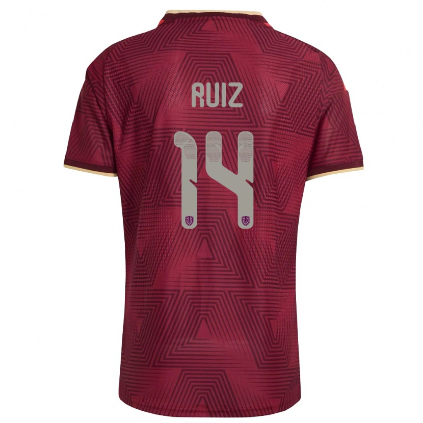Danxen Women Venezuela Maicol Ruiz #14 Burgundy Gold Yellow Home Jersey 26-28 T-Shirt