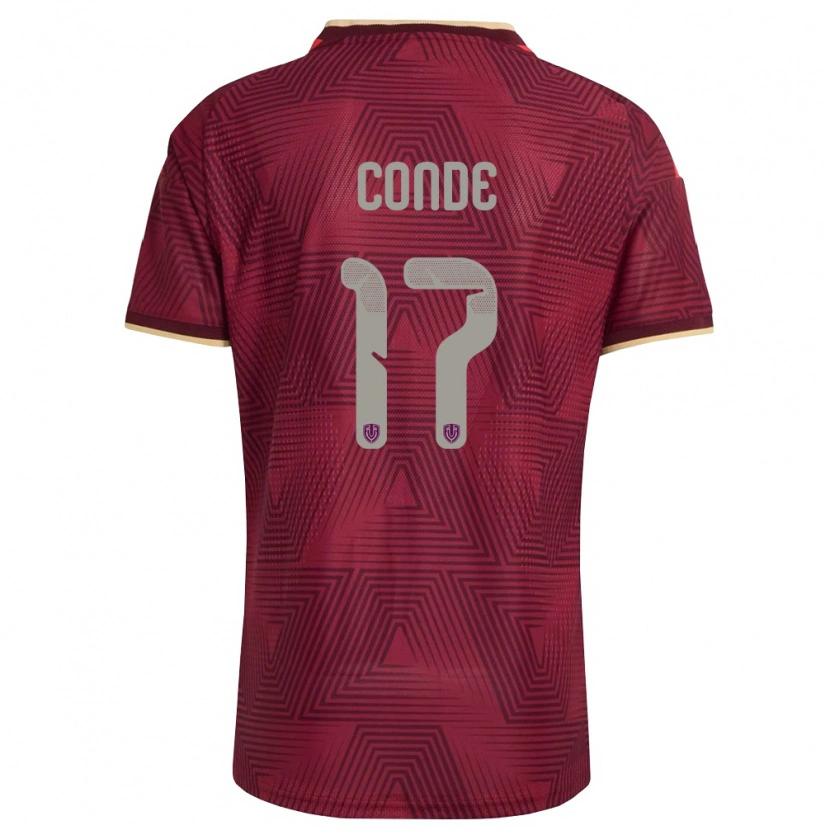 Danxen Women Venezuela Óscar Conde #17 Burgundy Gold Yellow Home Jersey 26-28 T-Shirt