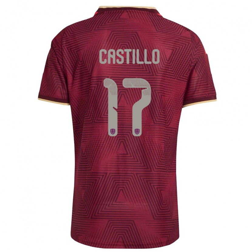 Danxen Women Venezuela Edson Castillo #17 Burgundy Gold Yellow Home Jersey 26-28 T-Shirt