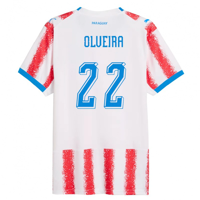 Danxen Women Paraguay Gastón Olveira #22 White Red Blue Home Jersey 26-28 T-Shirt