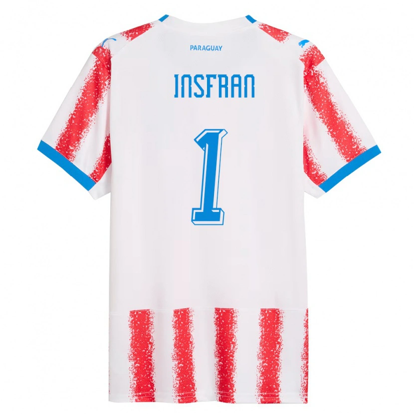 Danxen Women Paraguay Facundo Insfrán #1 White Red Blue Home Jersey 26-28 T-Shirt