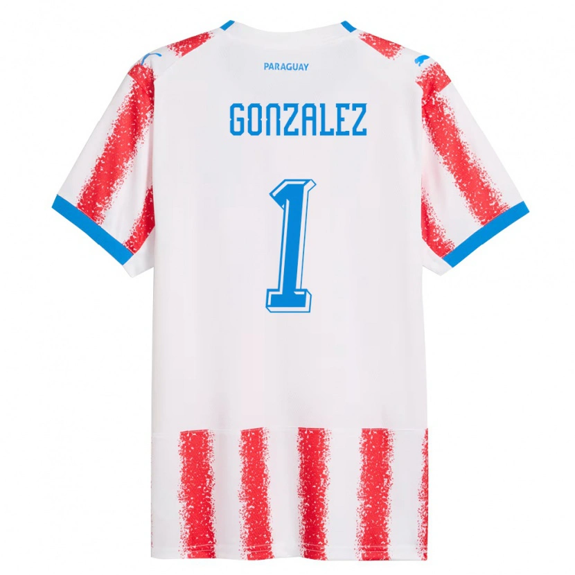Danxen Women Paraguay Ángel González #1 White Red Blue Home Jersey 26-28 T-Shirt