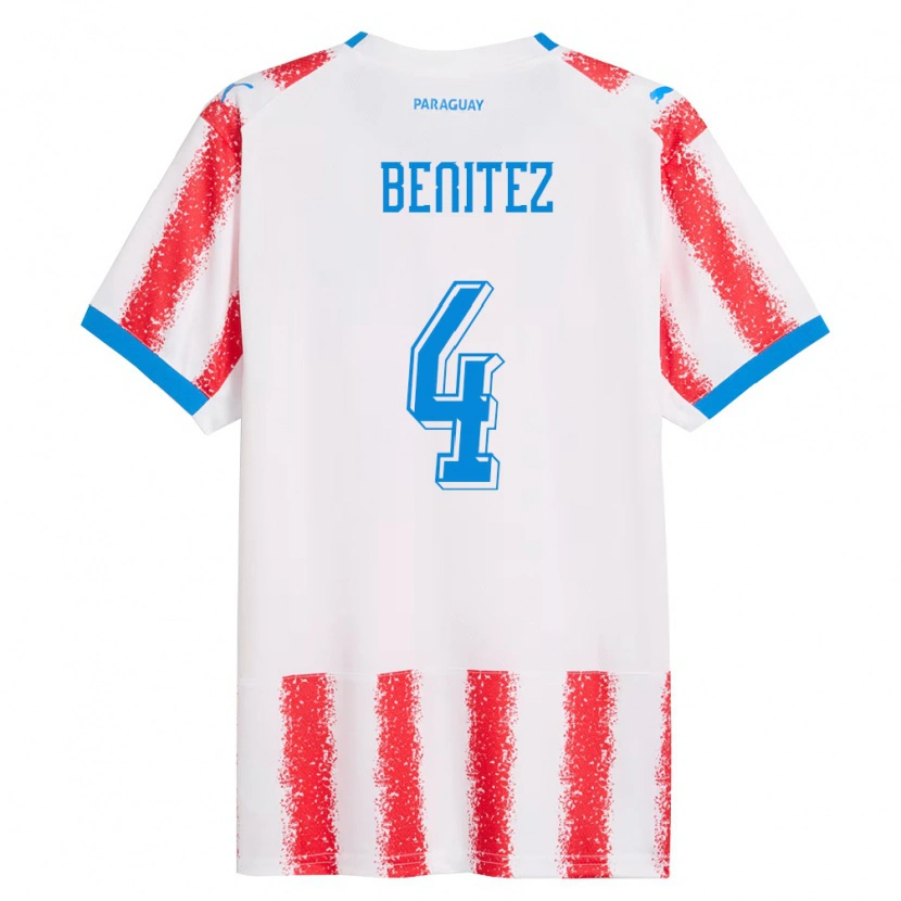 Danxen Women Paraguay Gastón Benítez #4 White Red Blue Home Jersey 26-28 T-Shirt