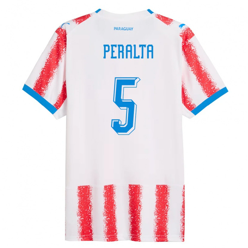 Danxen Women Paraguay Ronaldo Peralta #5 White Red Blue Home Jersey 26-28 T-Shirt