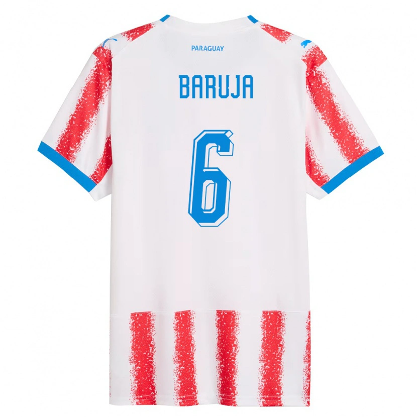 Danxen Women Paraguay Fabrizio Baruja #6 White Red Blue Home Jersey 26-28 T-Shirt