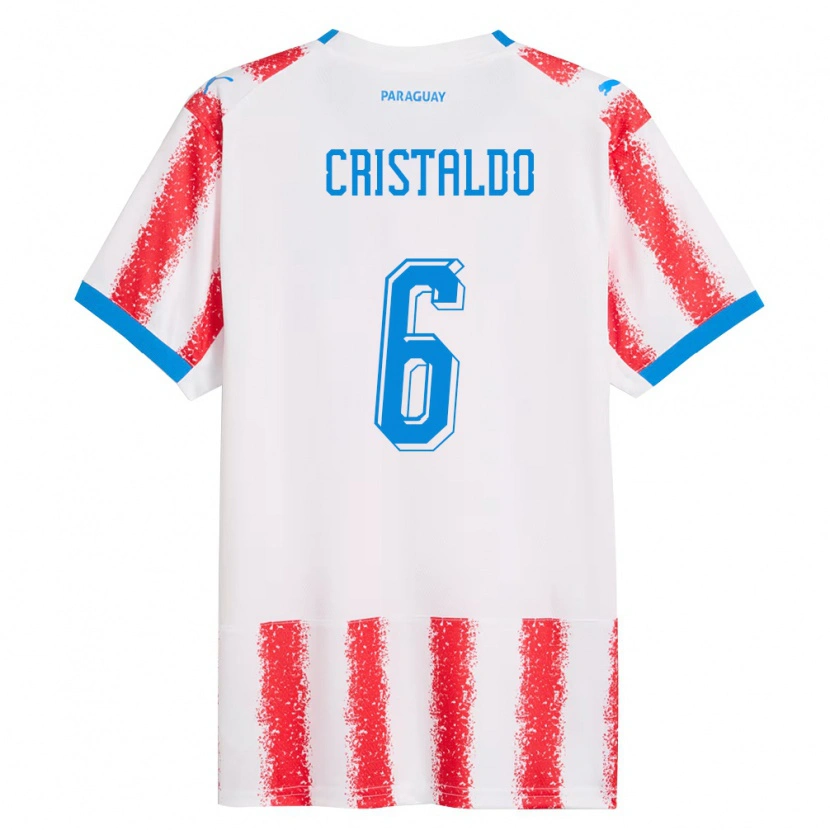 Danxen Women Paraguay Leo Cristaldo #6 White Red Blue Home Jersey 26-28 T-Shirt