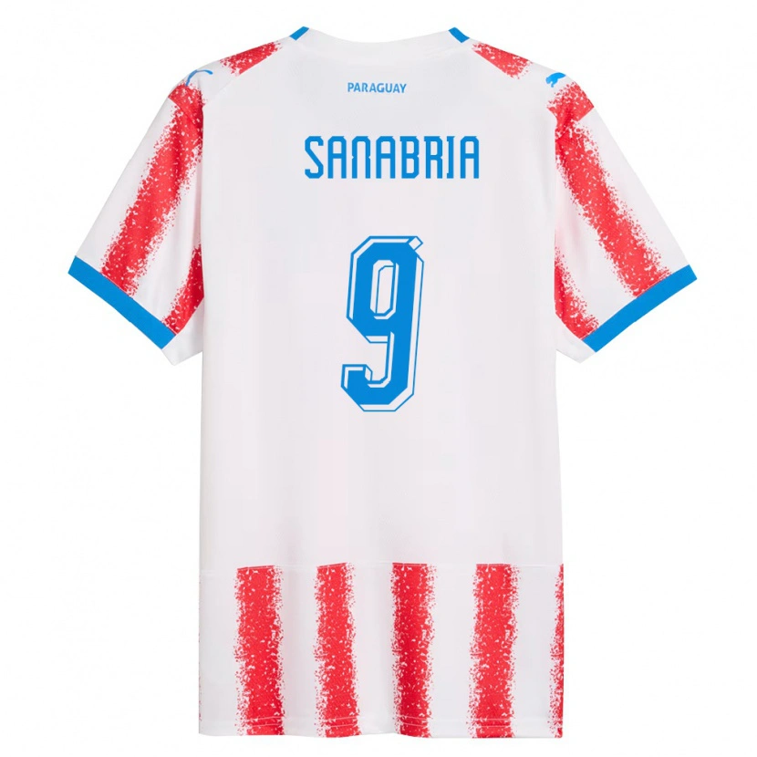 Danxen Women Paraguay Antonio Sanabria #9 White Red Blue Home Jersey 26-28 T-Shirt