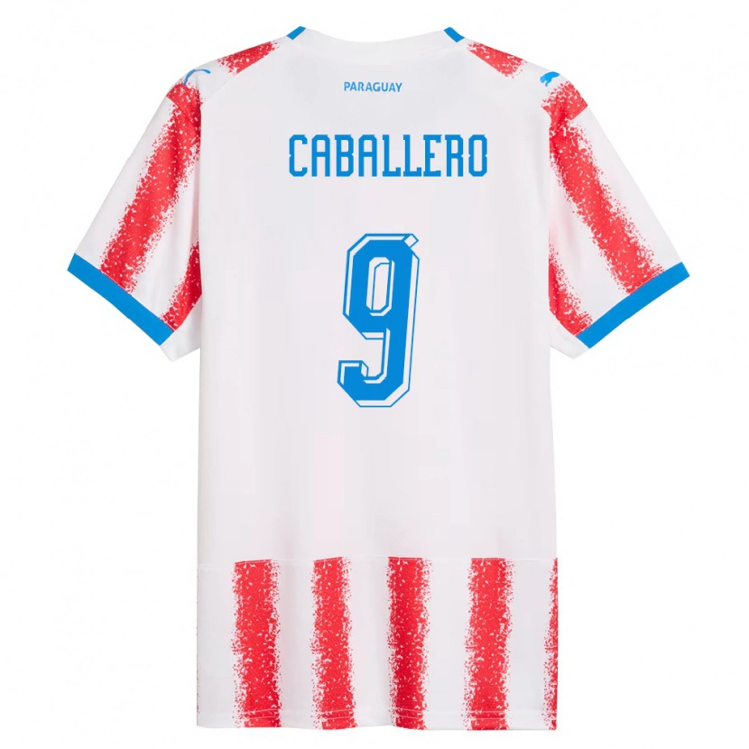 Danxen Women Paraguay Tiago Caballero #9 White Red Blue Home Jersey 26-28 T-Shirt