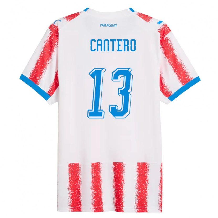 Danxen Women Paraguay Alexis Cantero #13 White Red Blue Home Jersey 26-28 T-Shirt